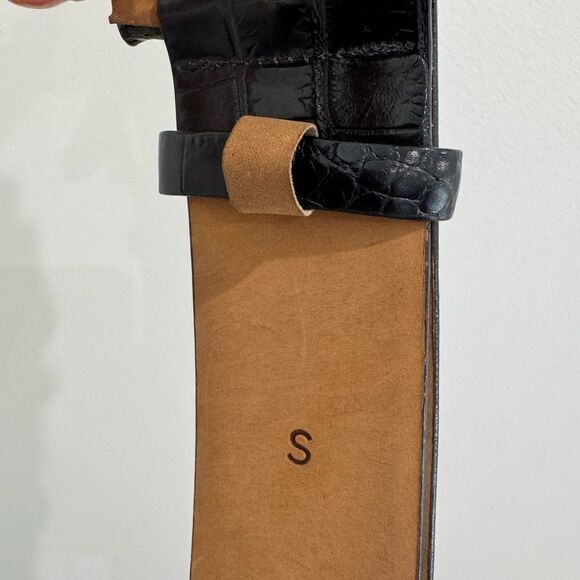 W.Kleinberg Black Croc Embossed genuine leather belt